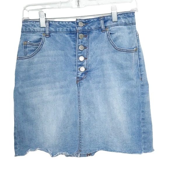 Highway Jeans Blue Raw Hem Denim Mini Skirt Size 5 / 6 - Picture 1 of 10